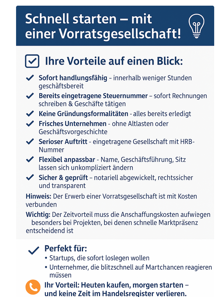 Schnell starten mit einer Vorratsgesellschaft
