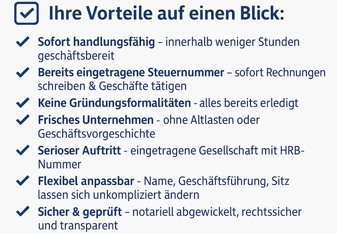Schnell starten mit einer Vorratsgesellschaft
